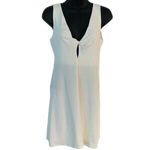 Trina Turk Dress Womens XS White Fit Flare Knotted‎ Keyhole Back Cutout Sundress